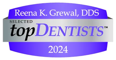 2024 top dentist badge for Dr. Grewal